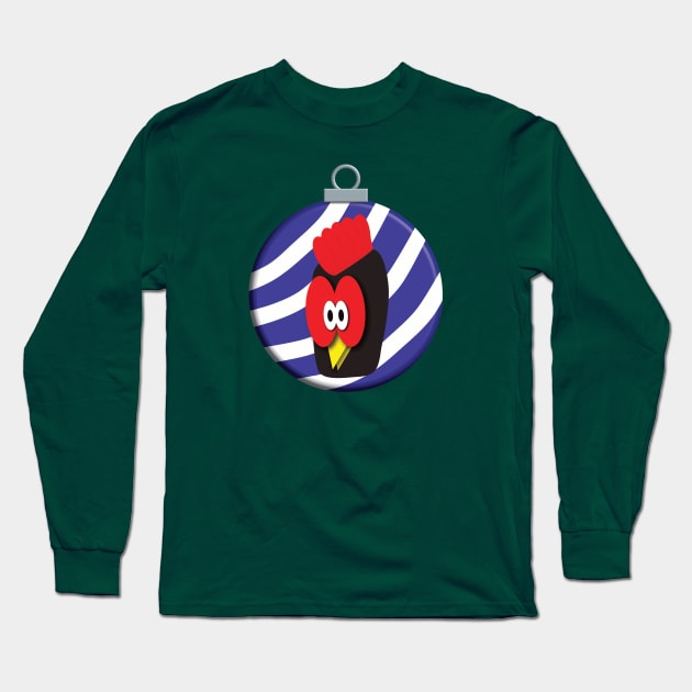 Funny Rooster Christmas Ornament Long Sleeve T-Shirt by DPattonPD